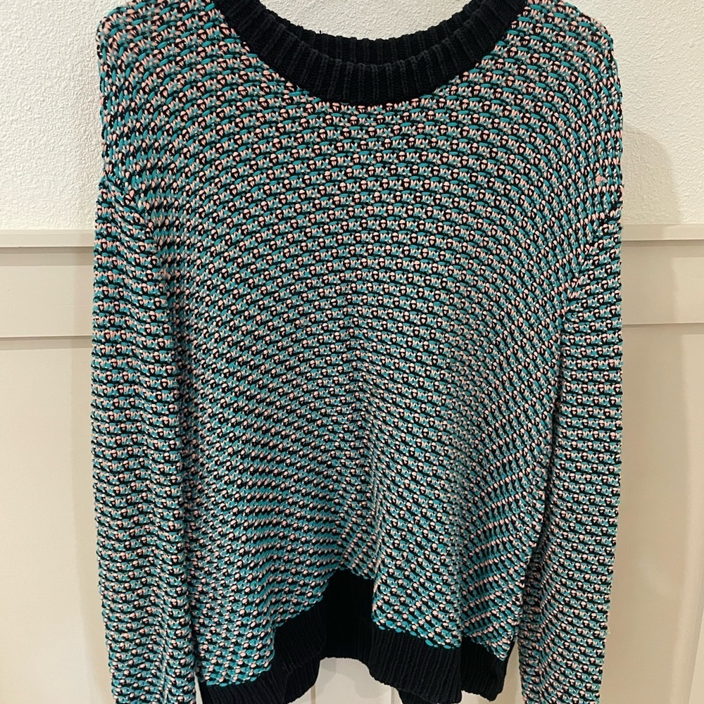 COS Crew Neck Knit Women's Sweater Teal And Peach Size Small